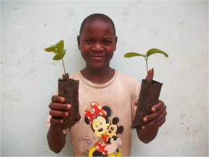 We encourage and involve children in tree planting as a way to help combat climate change and protect the environment